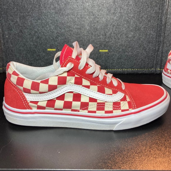 Vans Old Skool Red Checkerboard Suede Casual Skate Shoes Men's Size 6.5 W 8 - Picture 8 of 12